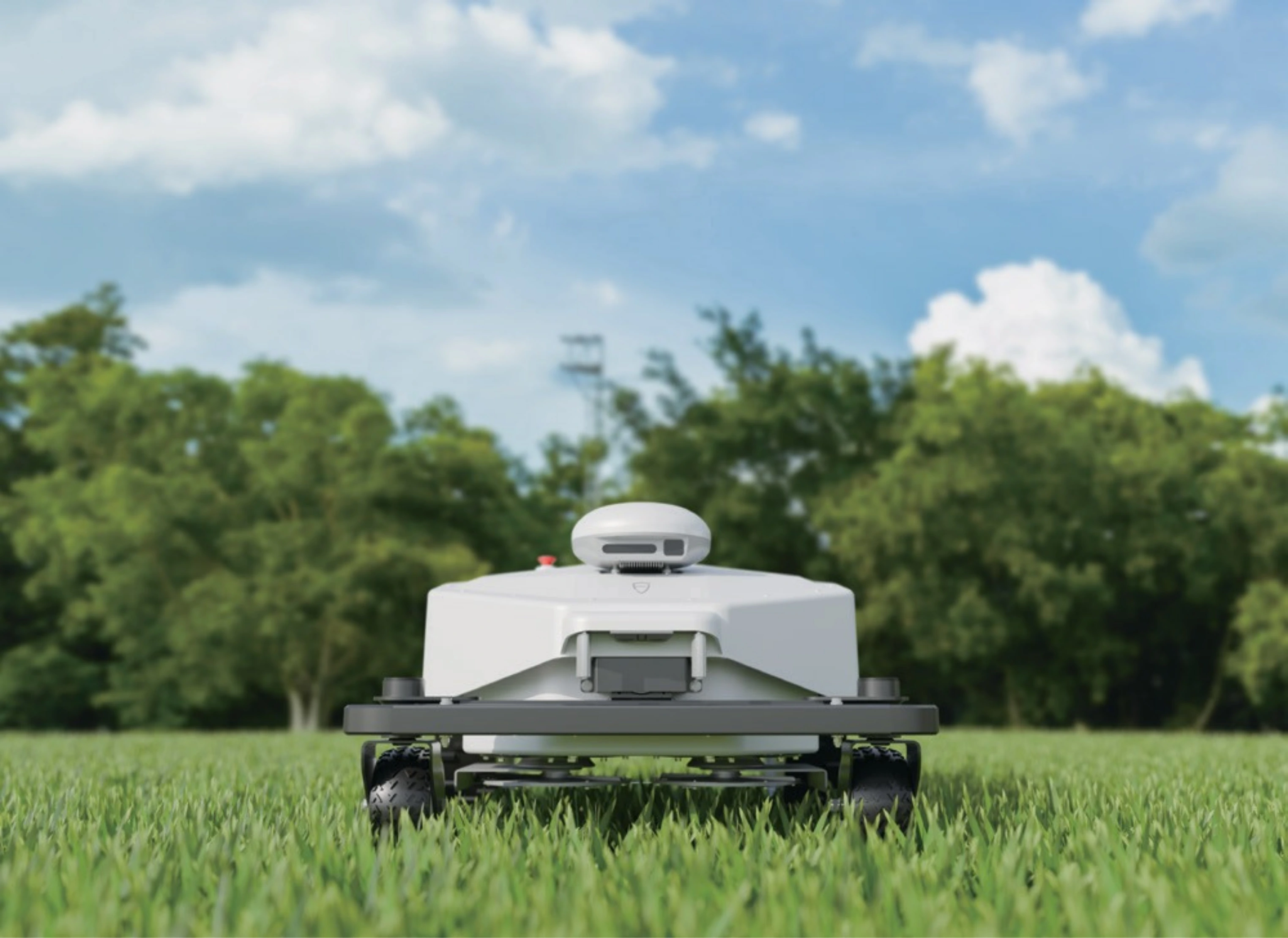 FJD FRX robotic mower working longer grass on a steep surround