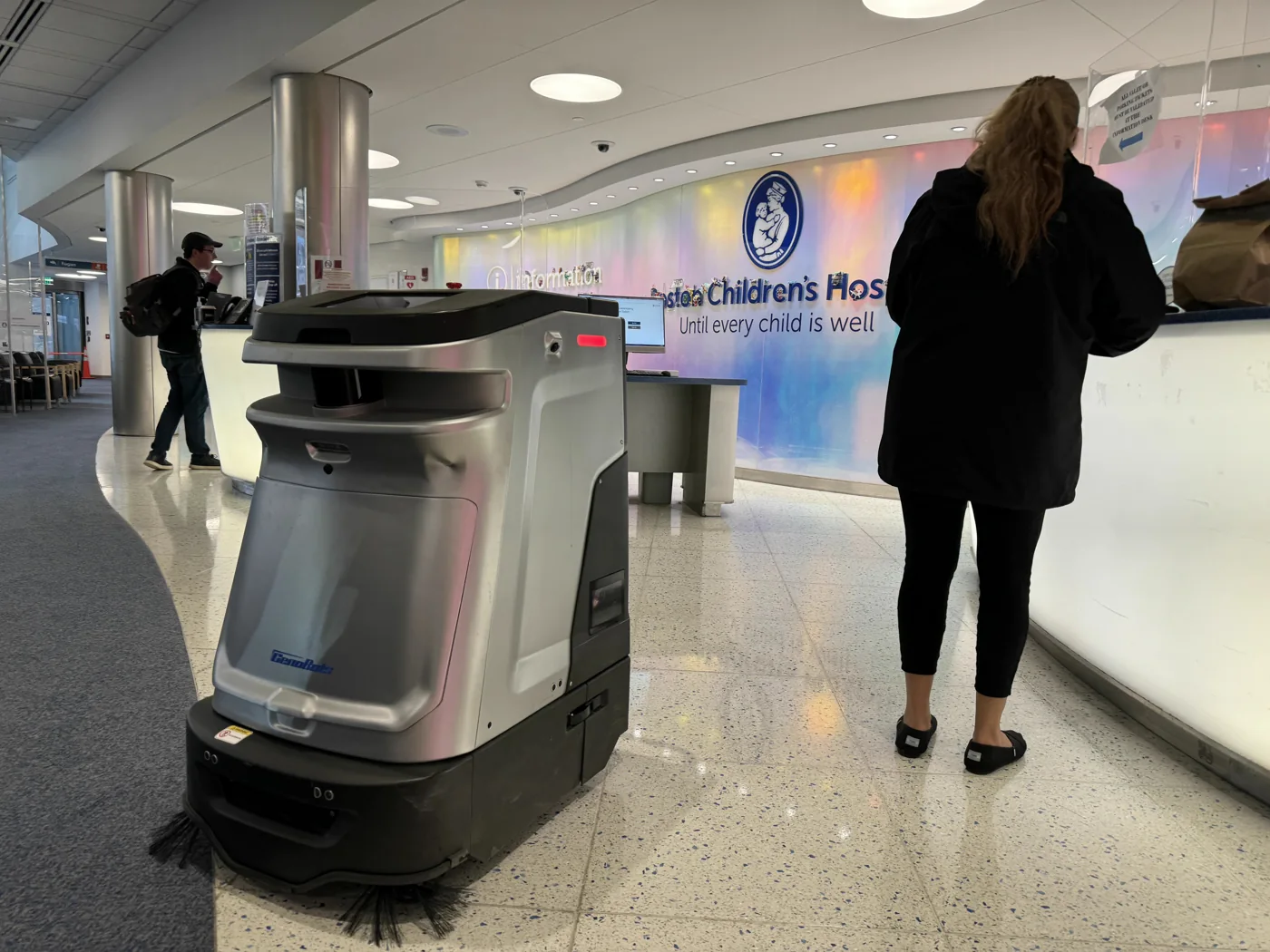An autonomous SP50 spot cleaner in a hospital corridor
